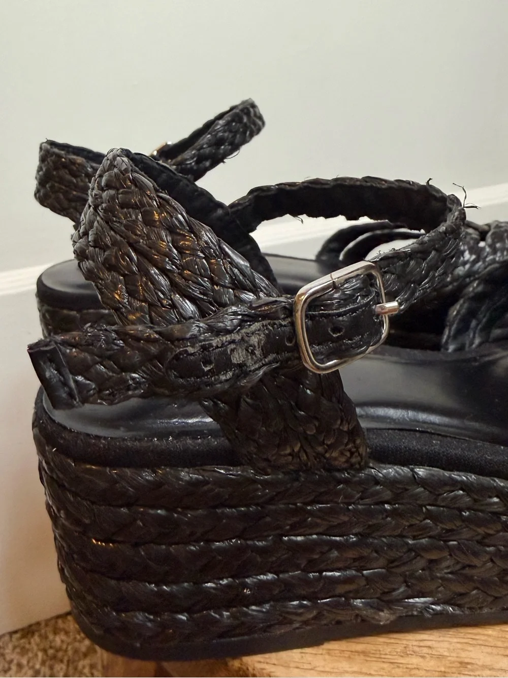 Woven Black Platform Sandals - Women’s 7.5
